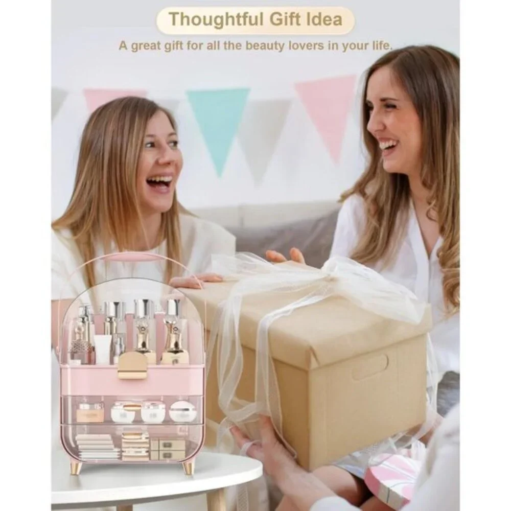 New Pink Makeup Organizer, Skincare & Cosmetic Storage for Vanity